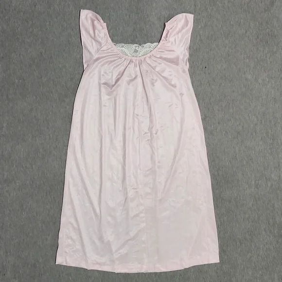 Vintage Union Made Lacey Lingerie Pink Chemise Slip Dress Nightgown - Picture 7 of 12